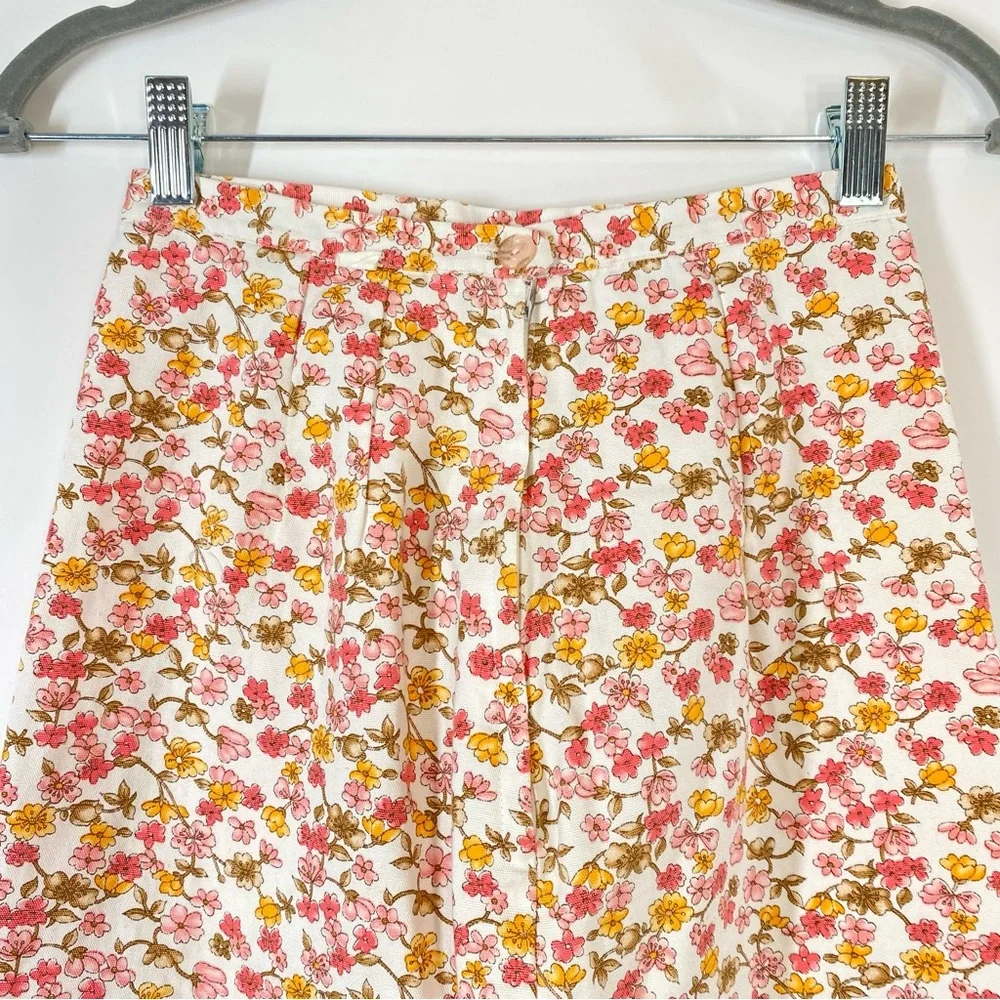 The Weekender Vintage Floral Cotton A-Line Skirt Size XXS Dainty Cottagecore